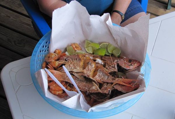 Roasted red snapper and shrimp