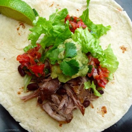 Sour citrus pork tacos with caramelized root vegetables